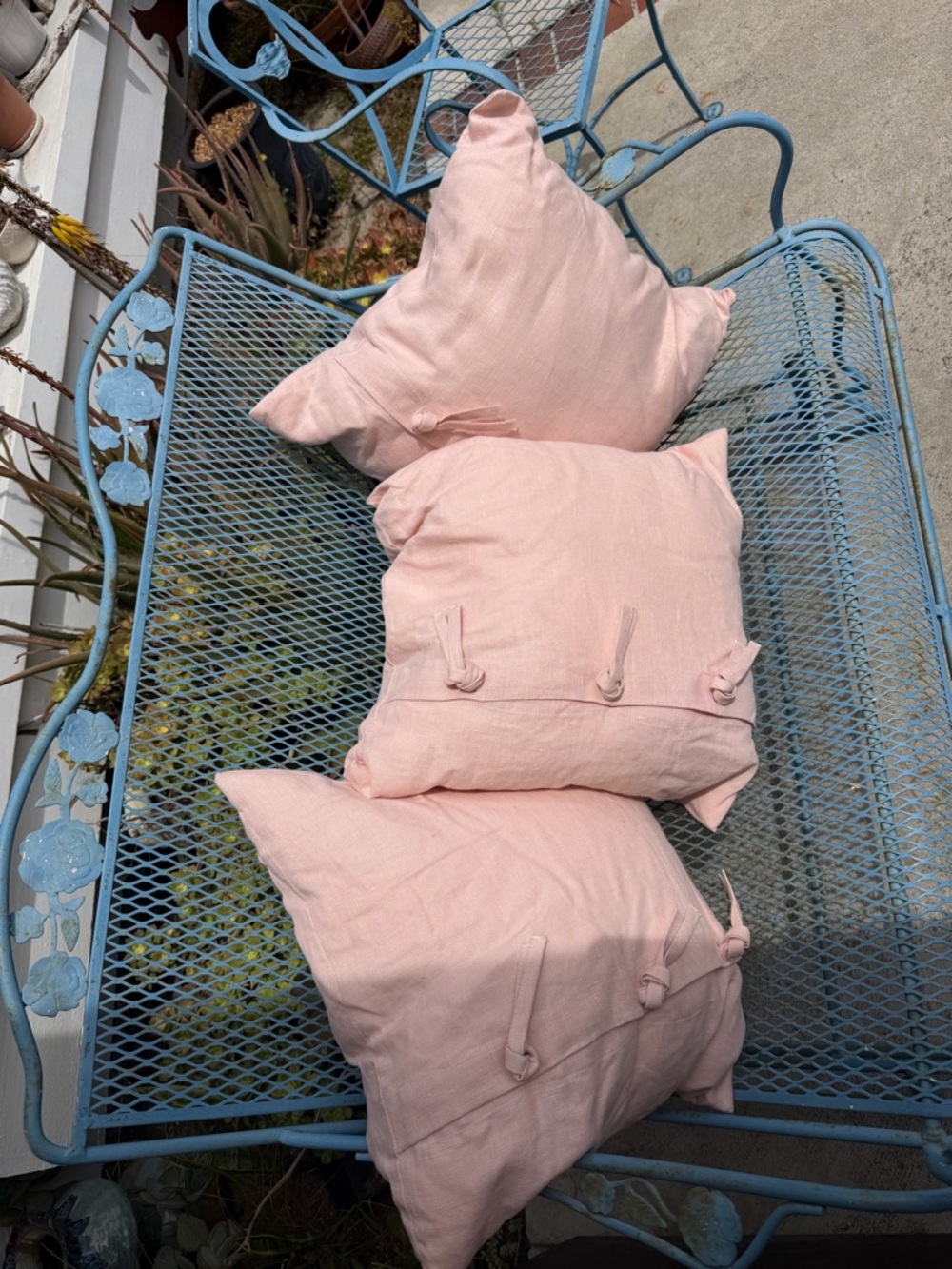 Blush Pink Linen Throw Pillow Covers - Set of 3 - Picture 2 of 8